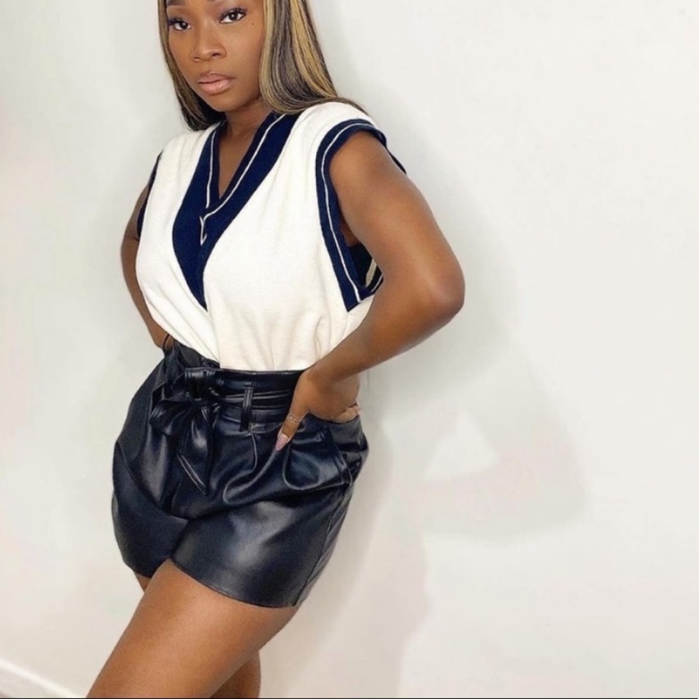 ZARA Faux Leather Shorts with Tie Belt